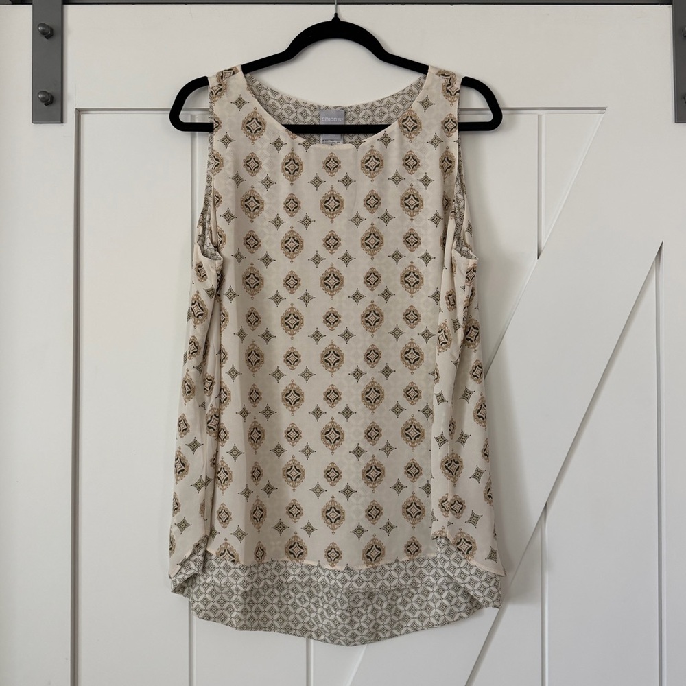 Chico’s Plains Geo Amulet Reversible Tank Top Blouse